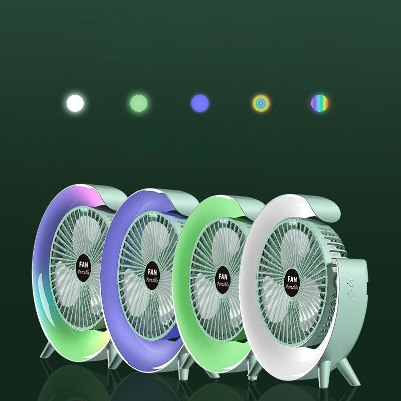Ventilator Portabil cu 3 Viteze și Lumină LED - imagine 5