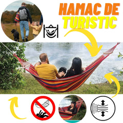 1+1 Hamac din Bumbac cu Distantiere Lemn