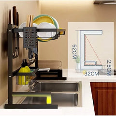 Scurgător Vase și Tacâmuri cu 2 Niveluri 65x32x52 cm