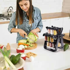 Set 18 Recipiente pentru Condimente cu Suport Rotativ - Promagg.ro