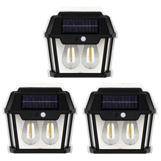 Set 3 Lampi Solare de Perete cu 2 Becuri Tip Clasic LED cu Senzor de Mișcare - Promagg.ro