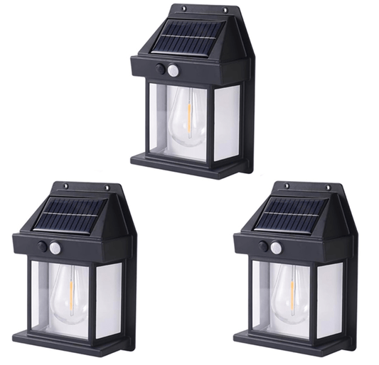 Set 3 Lămpi Solare de Perete Tip Bec Clasic cu Senzor de Mișcare - Promagg.ro