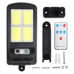 Set 3x Lampa solara 60w 4 LED - uri COB cu senzor miscare cu telecomanda - Promagg.ro