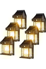 Set de 6 Lampi Solare tip Felinar cu Senzor de Miscare, Lumina Calda 18W