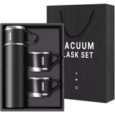 Set termos negru 500ml cu 3 cești cadou în cutie elegantă - ideal pentru birou și călătorii