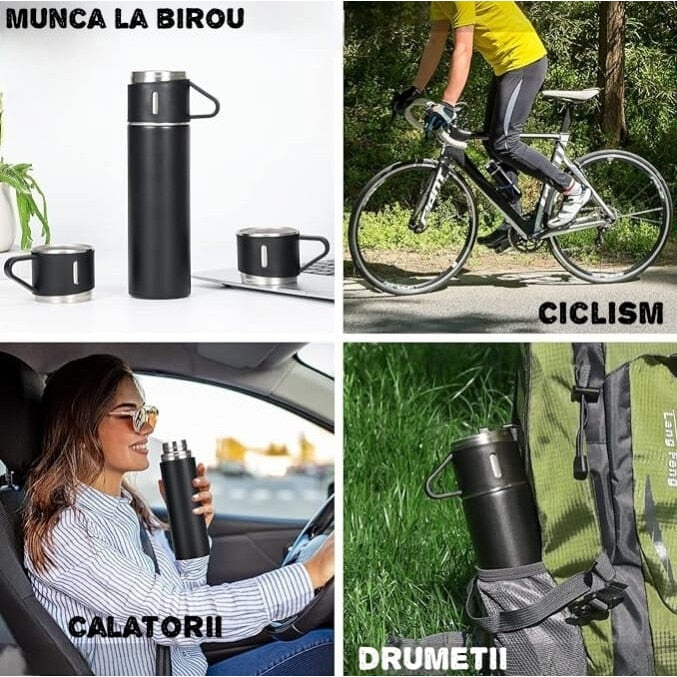 Set căni termoizolante ergonomice din inox - manere practice pentru o prindere sigură