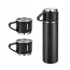 Termos negru din inox 500ml cu design modern, perfect pentru transportul băuturilor preferate