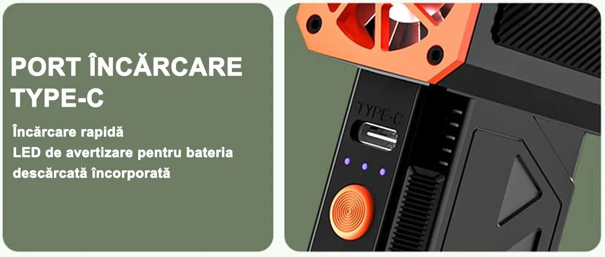 Suflanta aer cu mini ventilator electric cu 3 trepte de putere, 120000RPM - Promagg.ro