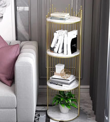 Set 2 Rafturi Decorative Metalice cu 4 Nivele de Depozitare, 32x32x95 cm