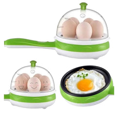 Fierbator Electric de Ouă 2 în 1 cu Tigaie Antiaderentă, Capacitate 7 Ouă, Multicolor