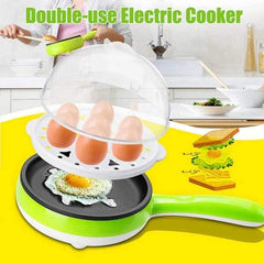 Fierbator Electric de Ouă 2 în 1 cu Tigaie Antiaderentă, Capacitate 7 Ouă, Multicolor