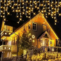 Instalatie Craciun 25 metri turturi, franjuri inegali cu 500 LED-uri