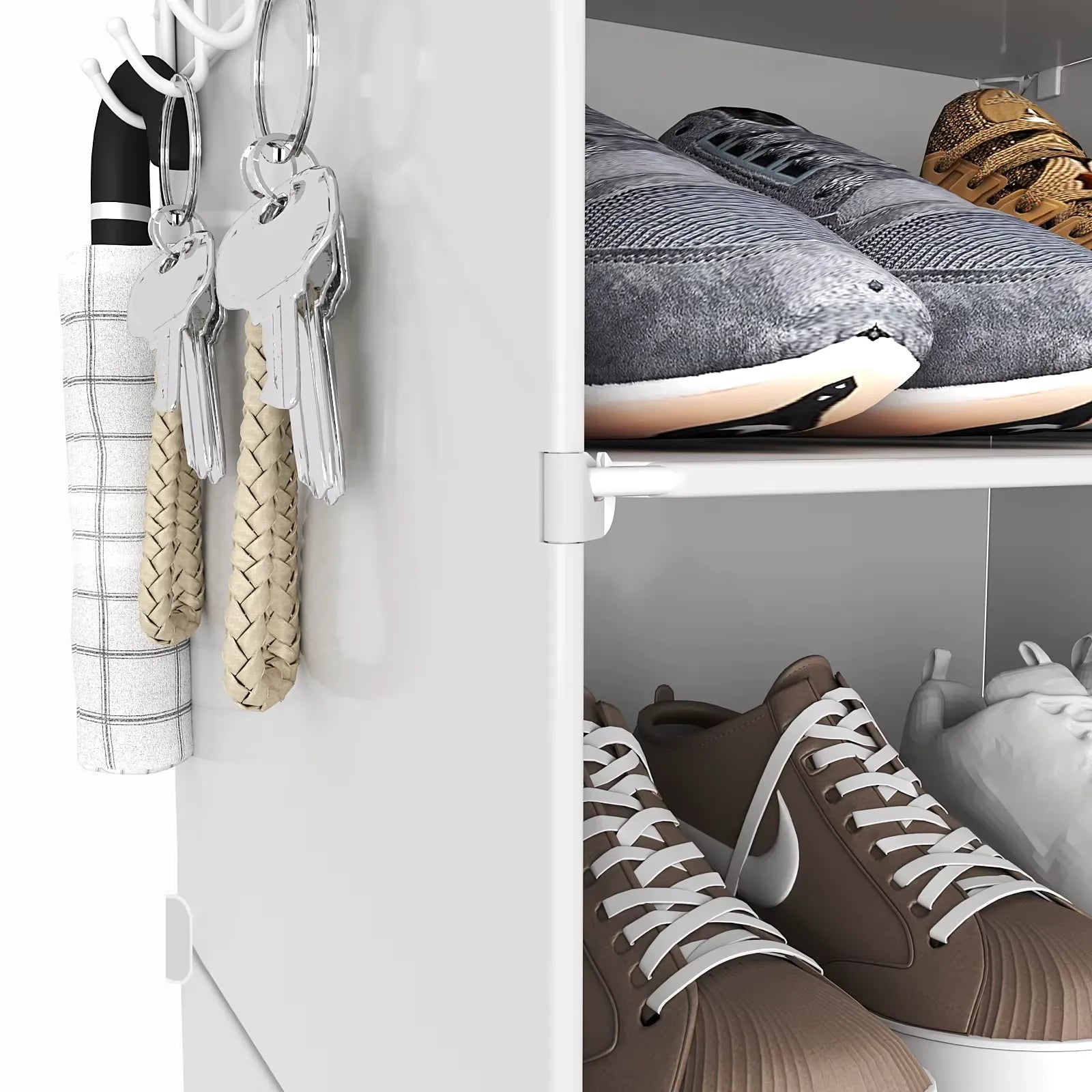 Dulap Modular pentru Pantofi cu Uși Transparente, Impermeabil - imagine 4