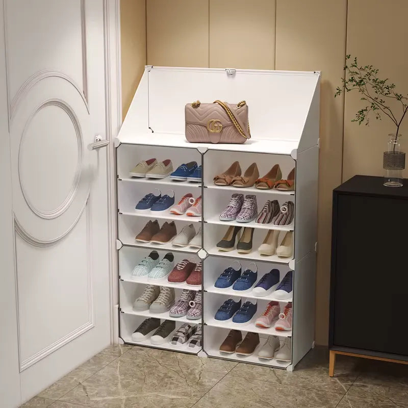Dulap Modular pentru Pantofi cu Uși Transparente, Impermeabil - imagine 2