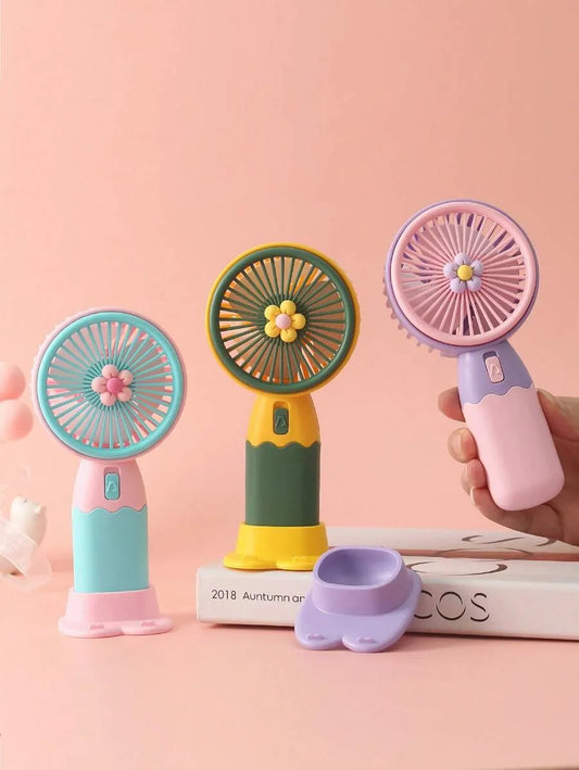 Mini Ventilator Portabil cu Încărcare USB, Suport Telefon, Baterie Reîncărcabilă