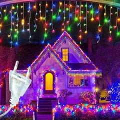 Instalatie Craciun 25 metri turturi, franjuri inegali cu 500 LED-uri