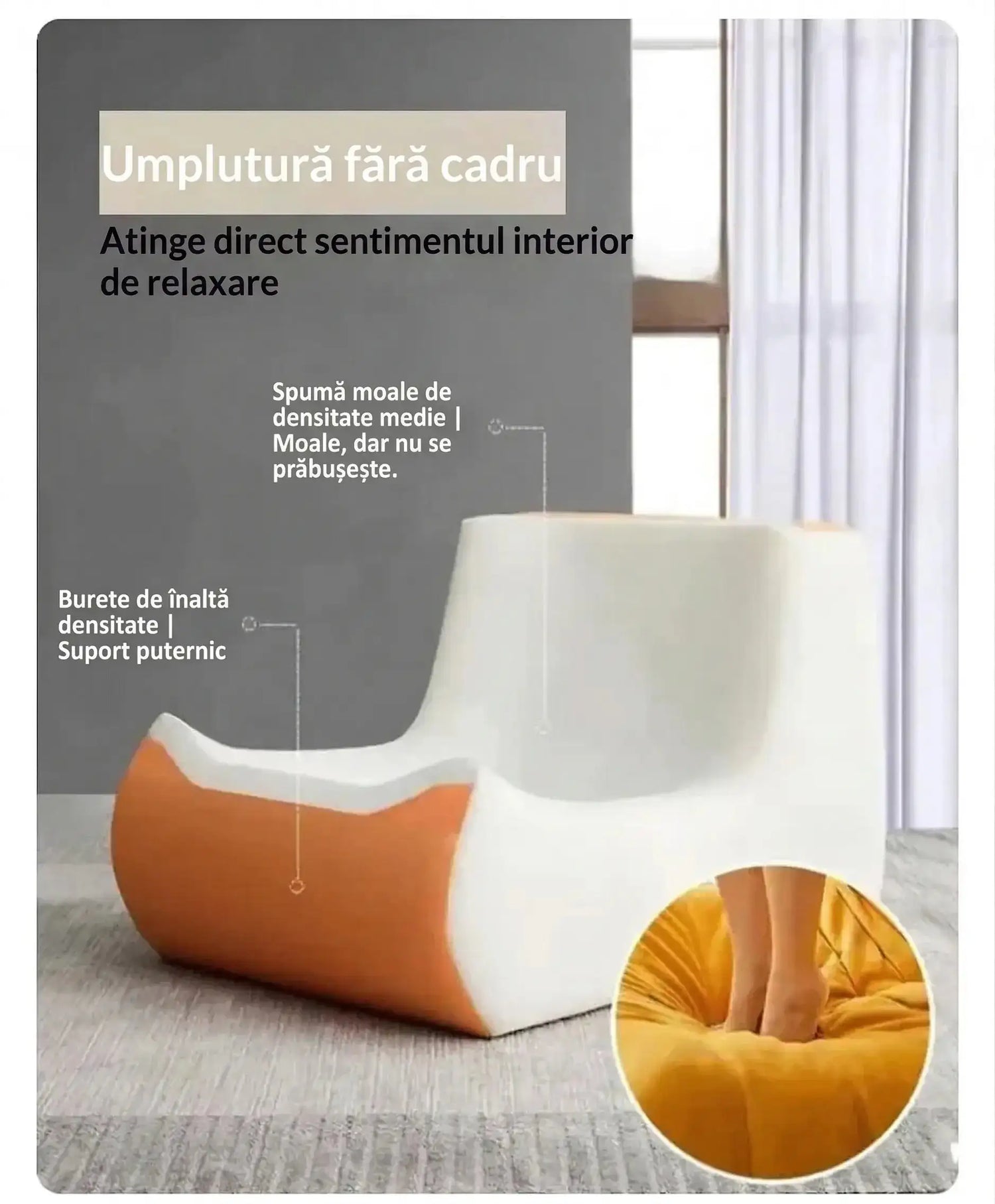 Fotoliu lazy sofa Premium Memory Foam, 87x100x70 cm, ergonomic - imagine 8