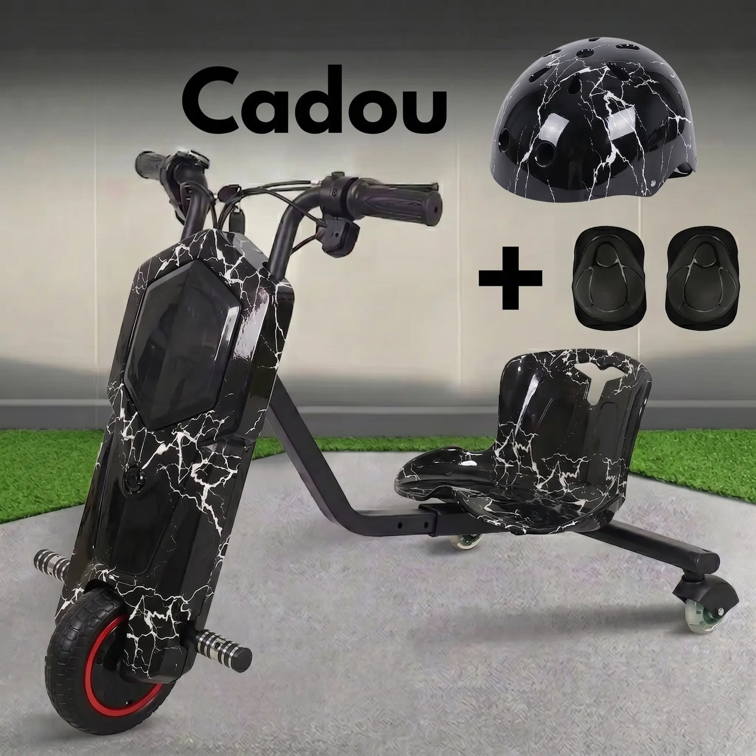 Tricicletă electrică drift 150W 36V cu Bluetooth și set protecție - Negru