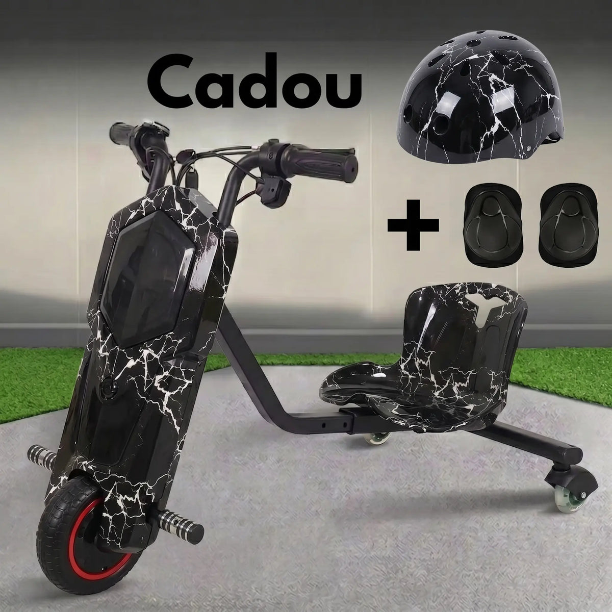 Tricicletă electrică drift 150W 36V cu Bluetooth și set protecție - Negru