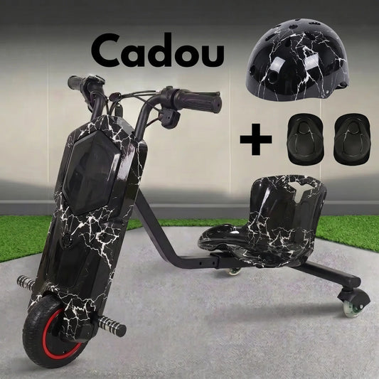 Tricicletă electrică drift 150W 36V cu Bluetooth și set protecție - Negru
