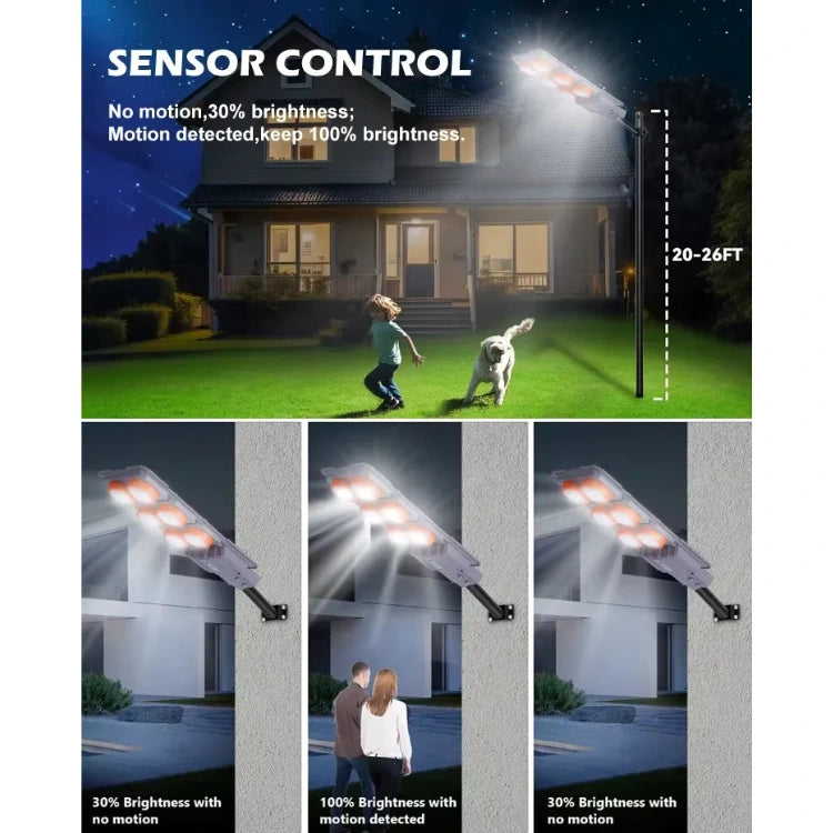 Proiector Solar LED Exterior cu Senzor – 400W / 600W, Control Automat, IP65 - imagine 3