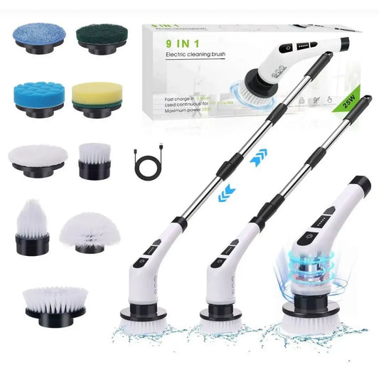 Perie de curățat electrică rotativă 9 în 1, fără fir, braț reglabil