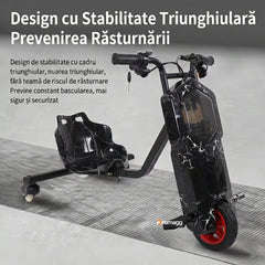 Tricicletă electrică drift 150W 36V cu Bluetooth și set protecție - Negru - imagine 2