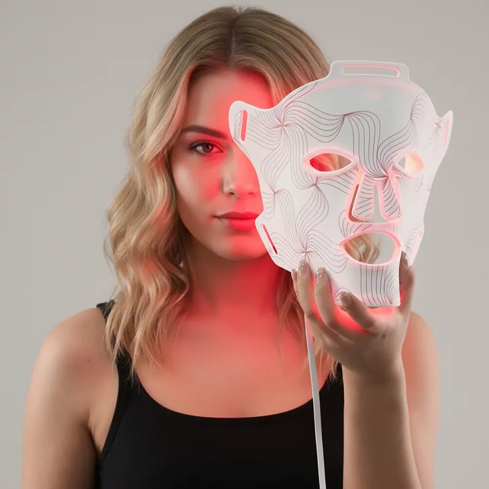 Mască Facială LED Anti-Aging Promagg, Lumină Roșie și Infraroșie