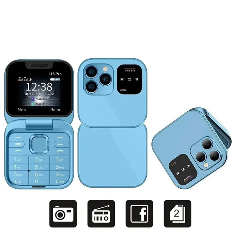 Telefon Mobil Mini cu Ecran Dublu