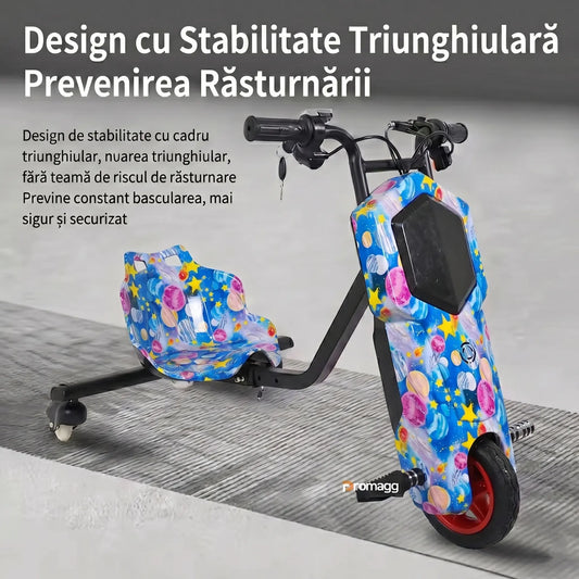 Tricicletă electrică drift 150W 36V cu Bluetooth și set protecție