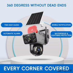 Cameră de Supraveghere 4G 8MP, Dual Lens