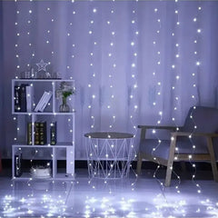 Instalație Tip Perdea cu Fir de Cupru 3x3m, 300 LED-uri și Telecomandă, pentru Interior