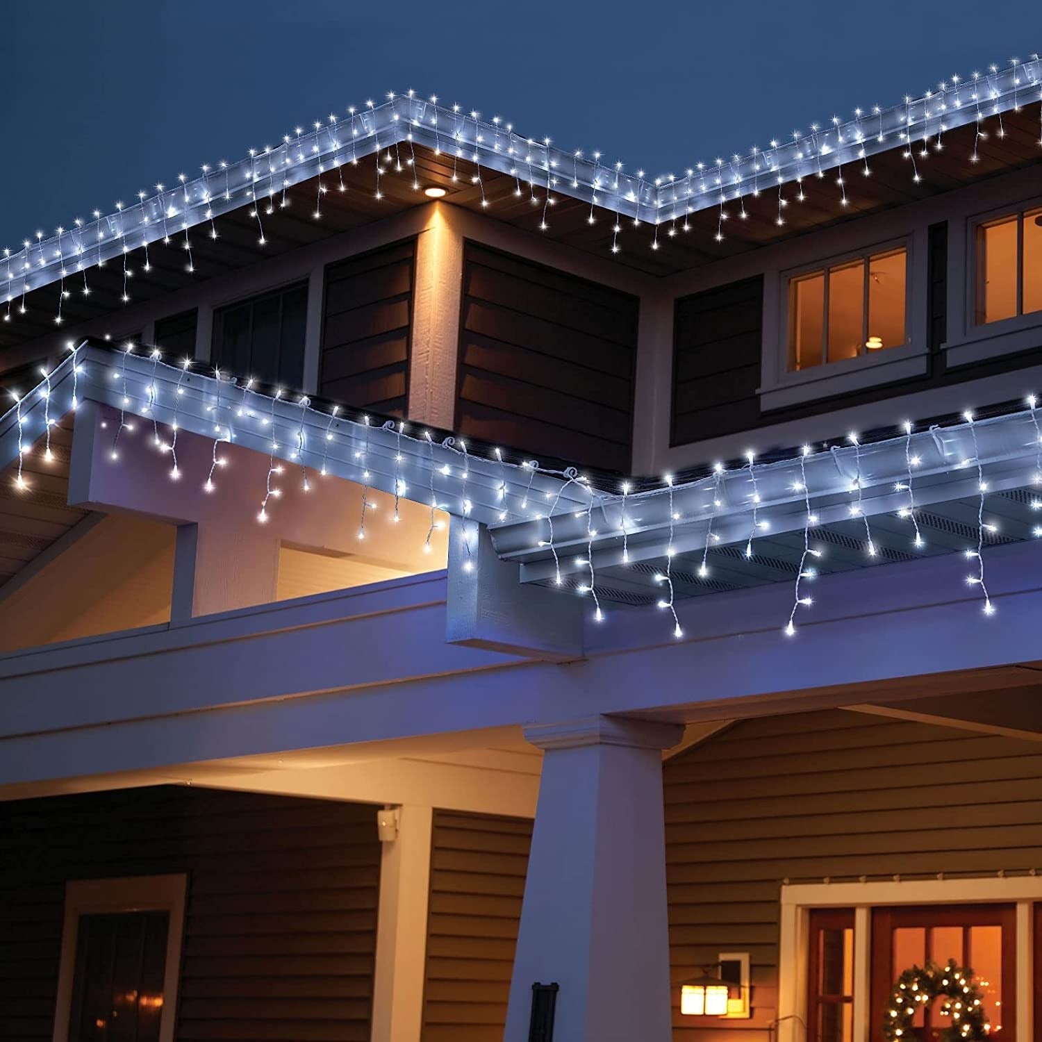Instalație Crăciun 13 m Turturi cu 300 LED-uri, 8 Moduri, Interconectabilă