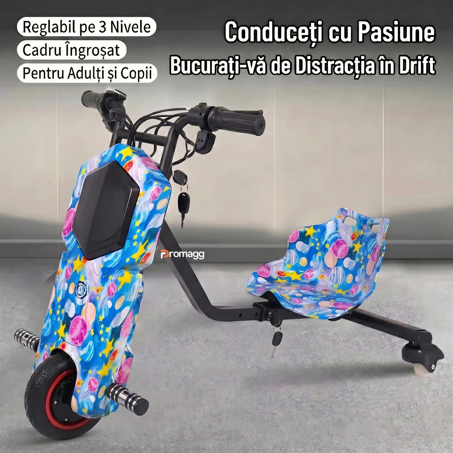 Tricicletă electrică drift 150W 36V cu Bluetooth și set protecție - imagine 3