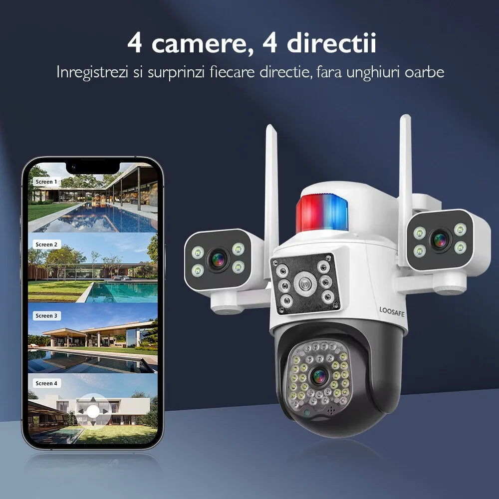 Cameră de Supraveghere Quad Wireless 20MP – Ultra HD, PTZ, Zoom 5X, Viziune Nocturnă, Comunicare Bidirecțională - imagine 5