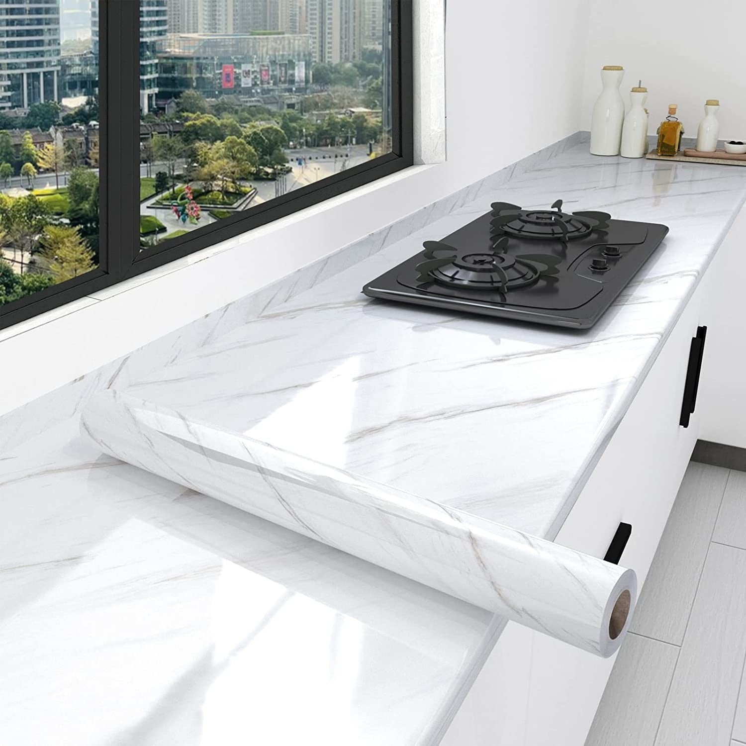 Autocolant marmura autoadeziv gri deschis pentru decor modern - imagine 5