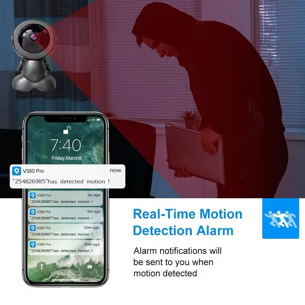Camera de supraveghere inteligenta pentru interior cu WiFi si control prin aplicatie V380 Pro
