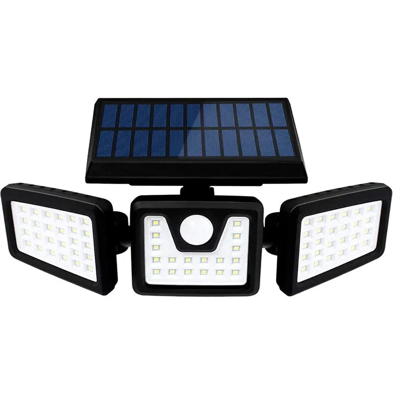 Lampă Triplă Solară de Perete cu Senzor de Mișcare