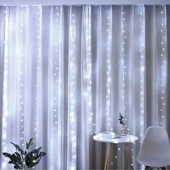 Instalație Tip Perdea cu Fir de Cupru 3x3m, 300 LED-uri și Telecomandă, pentru Interior