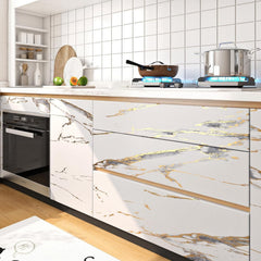 Autocolant marmura autoadeziv alb cu auriu pentru decor elegant