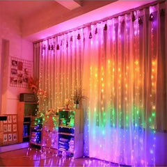 Instalație Tip Perdea cu Fir de Cupru 3x3m, 300 LED-uri și Telecomandă, pentru Interior