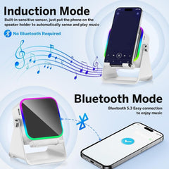 Suport de Birou pentru Telefon cu Senzor Wireless, Boxă și Lumină RGB