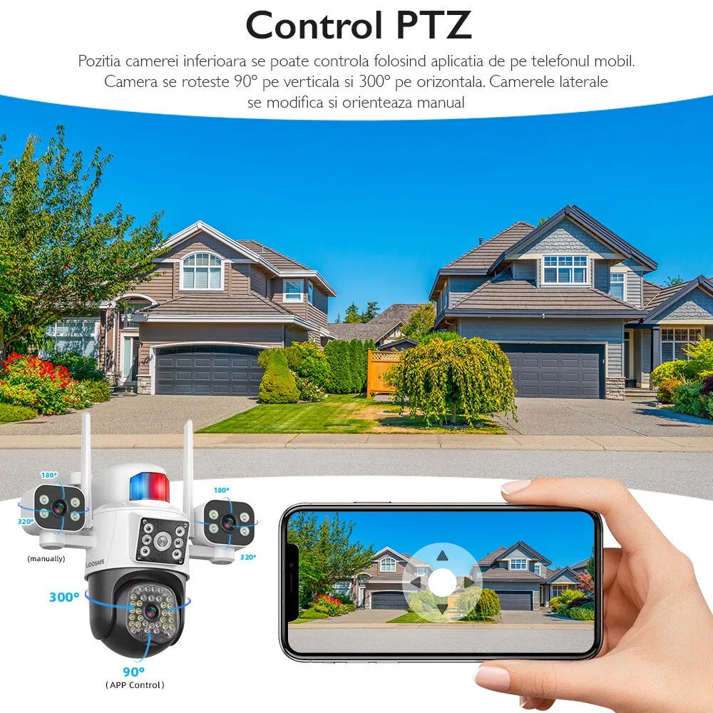 Cameră de Supraveghere Quad Wireless 20MP – Ultra HD, PTZ, Zoom 5X, Viziune Nocturnă, Comunicare Bidirecțională - imagine 4