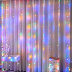 Instalație Tip Perdea cu Fir de Cupru 3x3m, 300 LED-uri și Telecomandă, pentru Interior