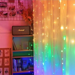 Instalație Tip Perdea cu Fir de Cupru 3x3m, 300 LED-uri și Telecomandă, pentru Interior