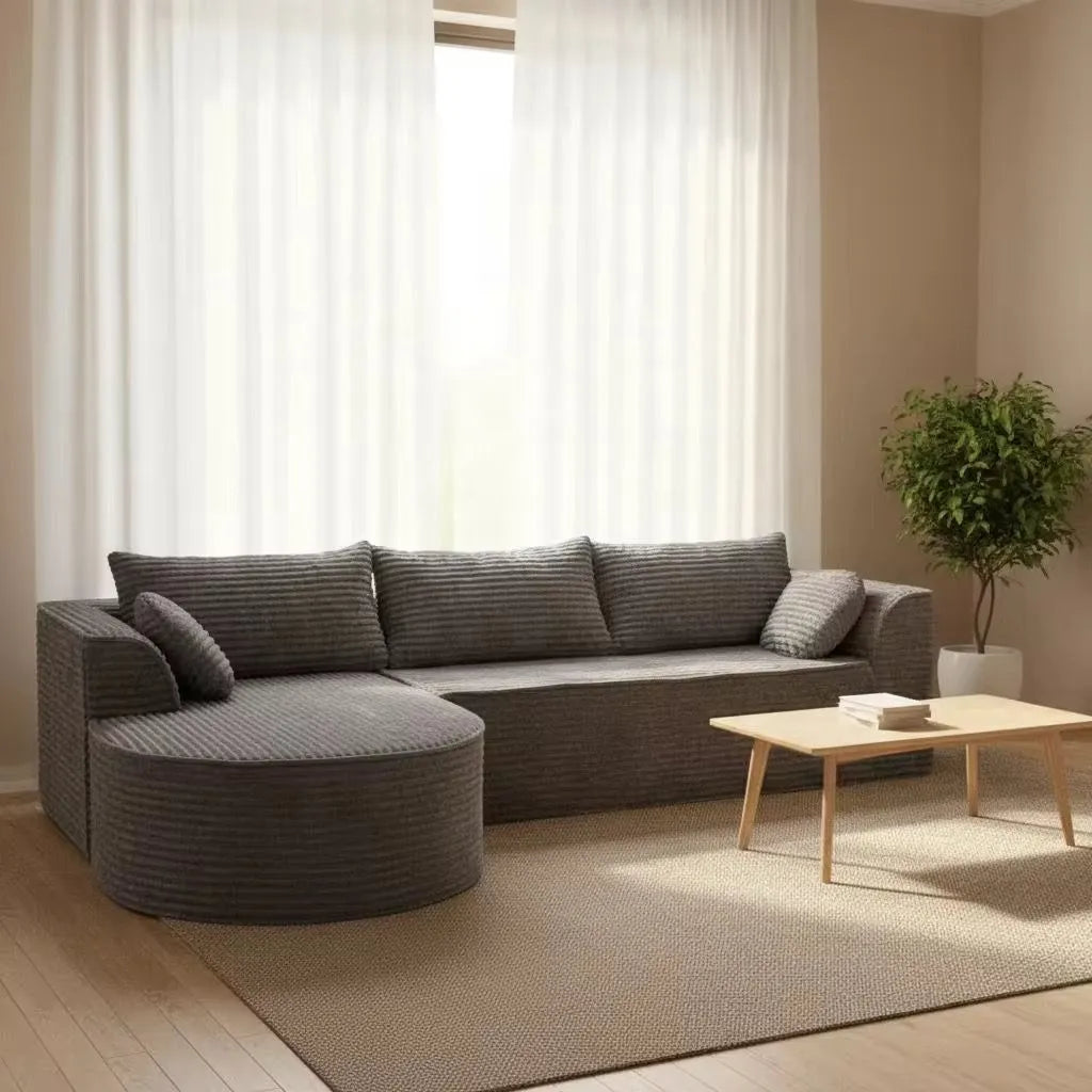 Canapea Premium Tip Colțar cu 3 Perne Mari și 2 Perne Mici, Formă de L, Fără Asamblare, 275x175x70 cm, Gri