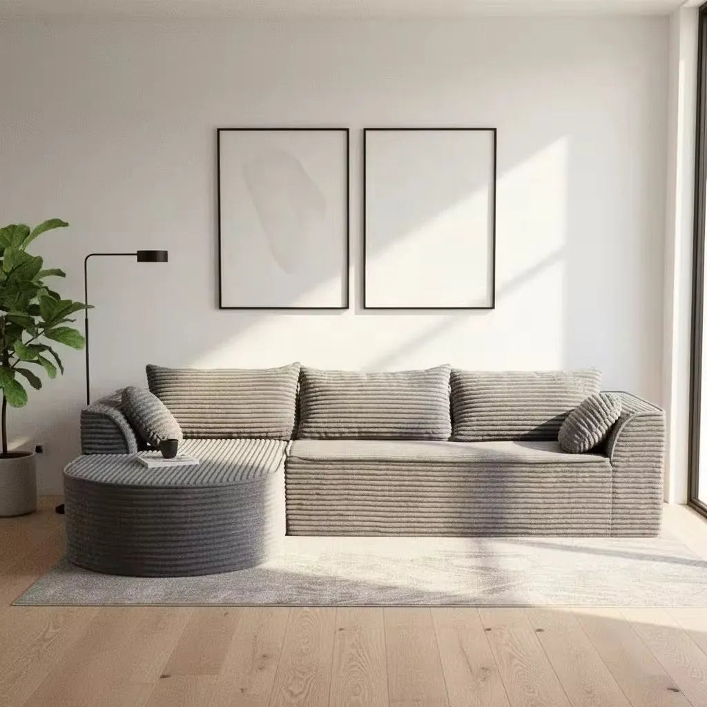 Canapea Premium Tip Colțar cu 3 Perne Mari și 2 Perne Mici, Formă de L, Fără Asamblare, 275x175x70 cm, Gri