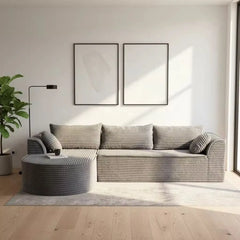 Canapea Premium Tip Colțar cu 3 Perne Mari și 2 Perne Mici, Formă de L, Fără Asamblare, 275x175x70 cm, Gri