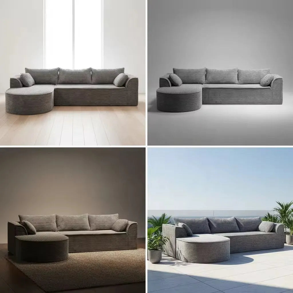 Canapea Premium Tip Colțar cu 3 Perne Mari și 2 Perne Mici, Formă de L, Fără Asamblare, 275x175x70 cm, Gri