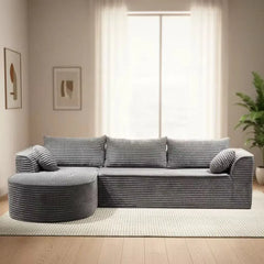 Canapea Premium Tip Colțar cu 3 Perne Mari și 2 Perne Mici, Formă de L, Fără Asamblare, 275x175x70 cm, Gri